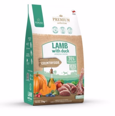 Koera kuivtoit POKUSA Premium Selection Puppy, lambaliha ja pardiga, 3 kg