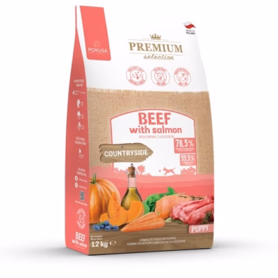 Koera kuivtoit POKUSA Premium Selection Puppy Beef with salmon, 12 kg
