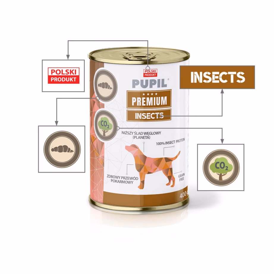 Koera märgtoit PUPIL Premium Insect, 400 g konserv, täissööt täiskasvanud koertele - 2