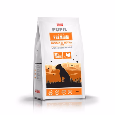 Koera kuivtoit PUPIL Premium Light&Senior, kalkuni ja riisiga, 12 kg