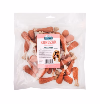 Koera maius PETITTO Chicken legs, kanamaitsega treeningmaiustus, 500 g