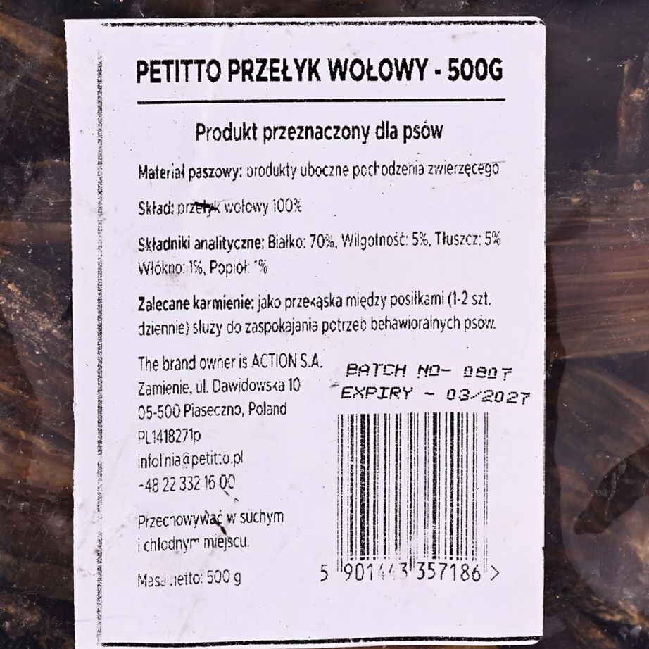 Koera närimismaius PETITTO veise söögitoru, 500 g - 5