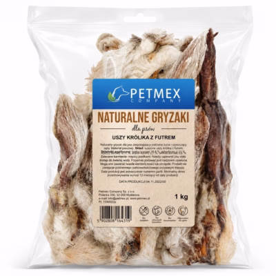 Koera närimismaius PETMEX küüliku kõrvad karvaga, 1 kg