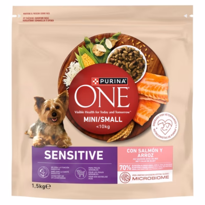 Kuiv koeratoit PURINA One Sensitive Mini/Small, lõhe ja riis, 1,5 kg