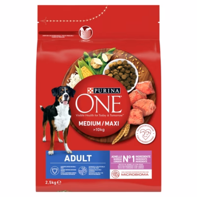 Kuiv koeratoit PURINA One Adult Medium/Maxi, lambaliha ja riis, 2,5 kg