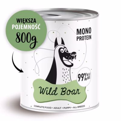 Monoproteiinne metssigakonserv täiskasvanud koertele PAKA ZWIERZAKA Pepe Wild Boar, 800 g