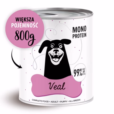 Teraviljavaba monoproteiinne märg täissööt täiskasvanud koertele PAKA ZWIERZAKA Pepe Veal, 800 g
