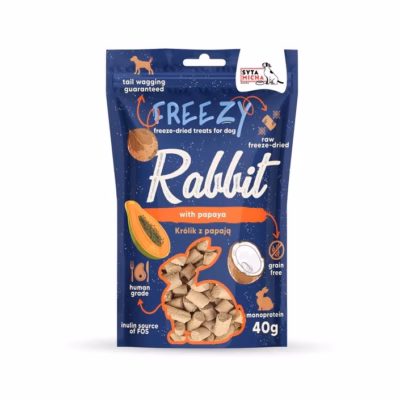 Koeramaius SYTA MICHA Freezy Rabbit with papaya, hüpoallergeenne treeningmaiustus, 40 g