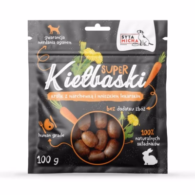 Koera maius SYTA MICHA Great sausages, küüliku, porgandi ja võilillega, 100 g