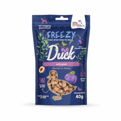 Koeramaius SYTA MICHA Freezy Duck with plum, kuivatatud pardiga maius 40 g