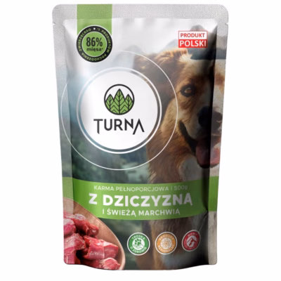 Koera märgtoit TURNA ulukilihaga, täissööt täiskasvanud koertele, 500 g