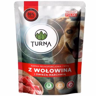 Koera märgtoit TURNA veiselihaga, täissööt täiskasvanud koertele, 500 g
