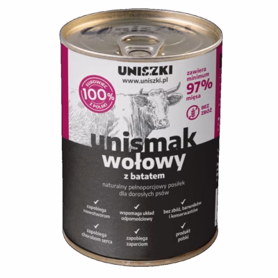 Koera märgtoit UNISZKI UNIsmak, veiseliha ja bataat, täissööt täiskasvanule, 400 g