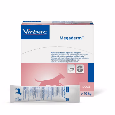 Koerte toidulisand Virbac Megaderm, rasvhapped naha ja karvkatte toetuseks, 28 × 8 ml