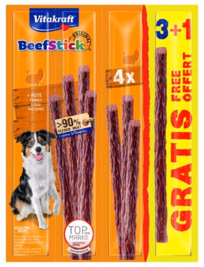 Koeramaius Vitakraft Beef Stick Turkey 3+1, kalkunimaitseline, 60 g