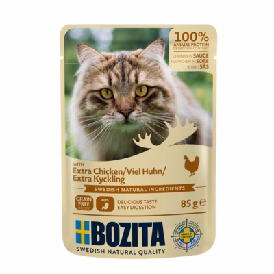 Kasside märgtoit BOZITA Chicken Chunks in Sauce, täissööt täiskasvanud kassile, 85 g