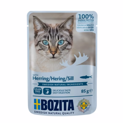 Kasside märgtoit BOZITA Herring Chunks in Sauce, heeringatükid kastmes, 85 g