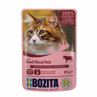 Kasside märgtoit BOZITA Beef Chunks in Jelly, veisetükid tarretises, 85 g