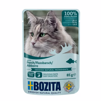 Kasside märgtoit BOZITA Perch Chunks in Jelly, täissööt, 85 g