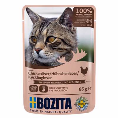 Kasside märgtoit BOZITA lihapalad tarretises kana maksaga, 85 g