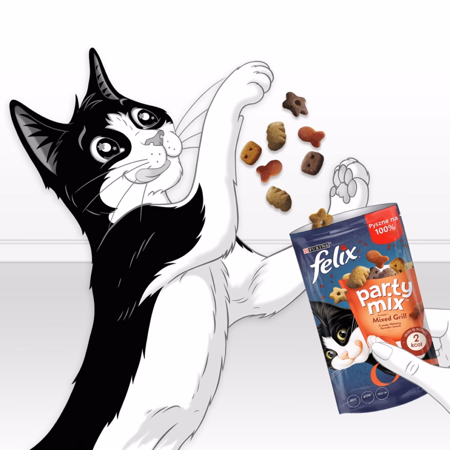 Kassimaius PURINA Felix Party Mix Grill täiskasvanud kassile, 60 g - 10