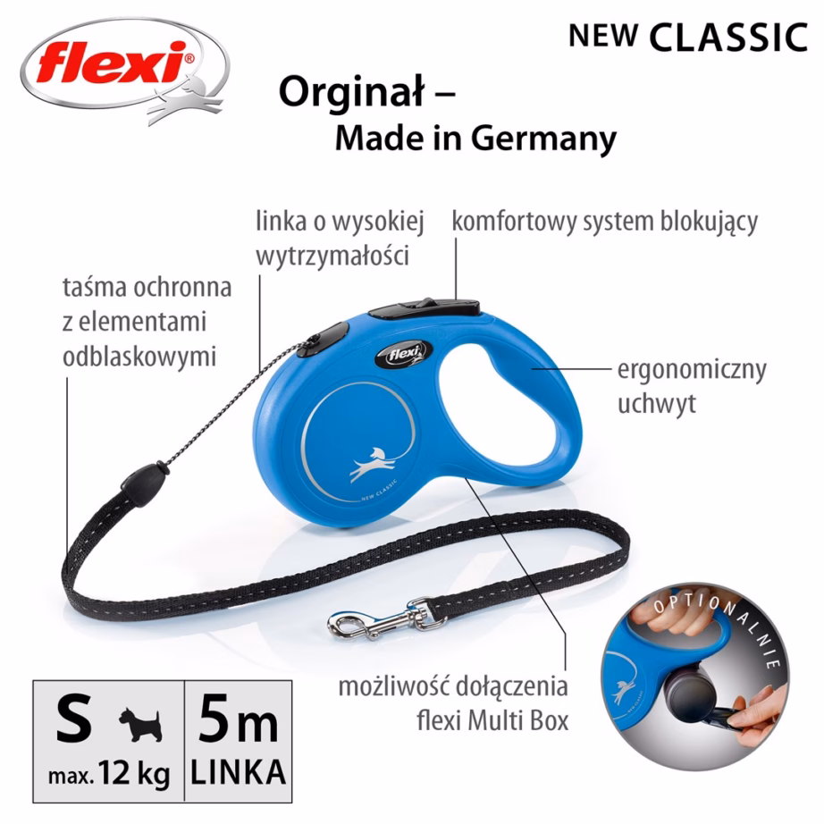 Keritav koerarihm flexi New Classic S, 5 m, max 12 kg, sinine - 5