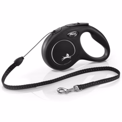 Rullrihm koerale flexi New Classic, 5 m, must, kuni 12 kg