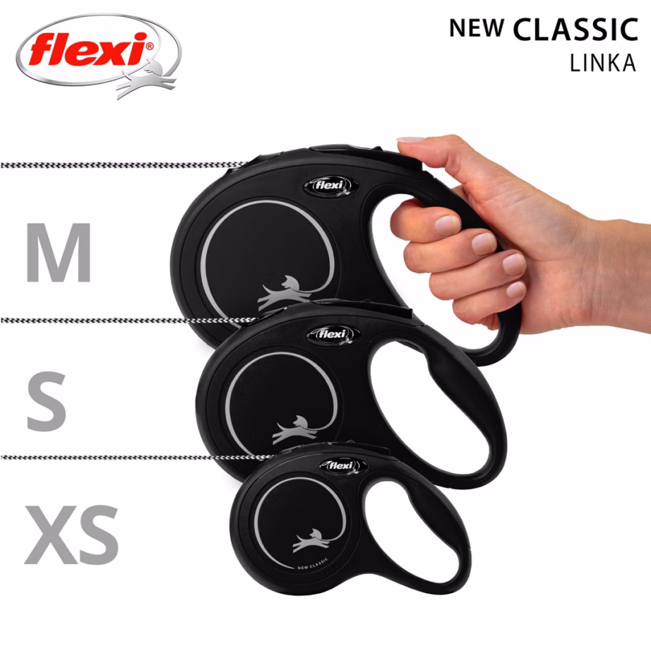 Rullrihm koerale flexi New Classic, 5 m, must, kuni 12 kg - 5