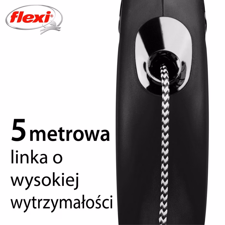 Tagasitõmmatav koerarihm flexi Classic, 5 m köis, must, kuni 20 kg - 2