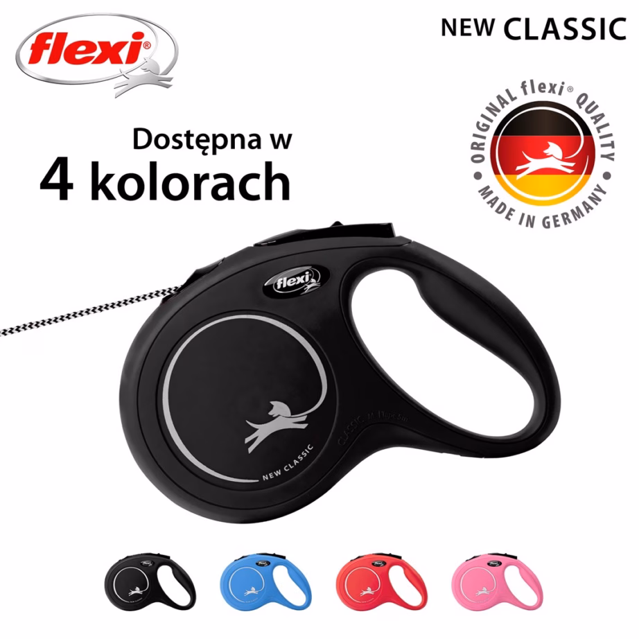 Tagasitõmmatav koerarihm flexi Classic, 5 m köis, must, kuni 20 kg - 4