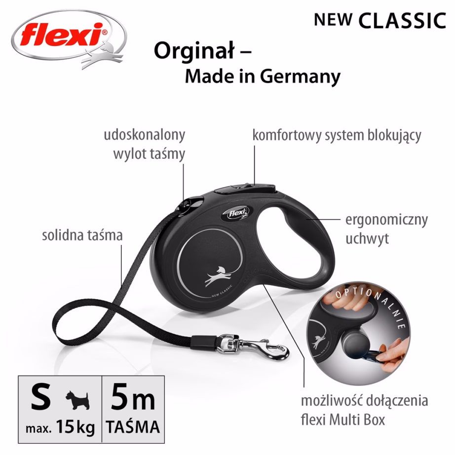 Rulljalutusrihm koerale flexi New CLASSIC, 5 m, rihm, must - 2