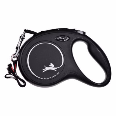Sissetõmmatav koera jalutusrihm flexi New Classic M, teibirihm 5 m, kuni 25 kg, must