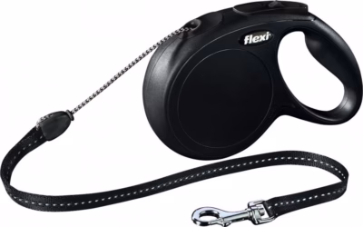 Sissetõmmatav koerajalutusrihm flexi Classic, 8 m köis, must, kuni 20 kg