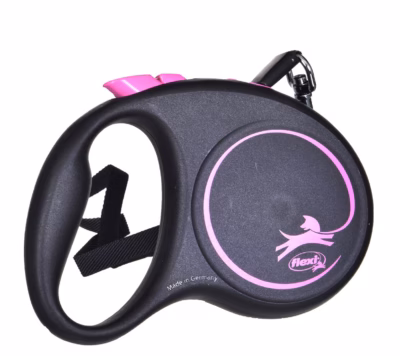 Rullrihm koerale flexi Must Design S, lindiga, 5 m, kuni 15 kg