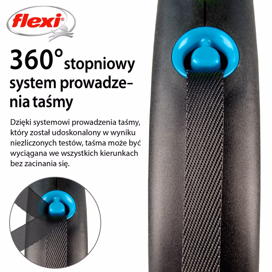 Automaatne jalutusrihm flexi Must Design S, 5 m, lint, must/sinine, kuni 15 kg - 3