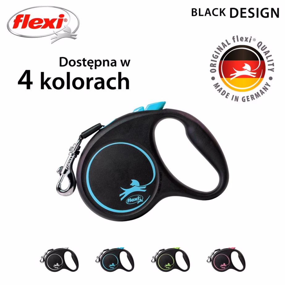 Automaatne jalutusrihm flexi Must Design S, 5 m, lint, must/sinine, kuni 15 kg - 6