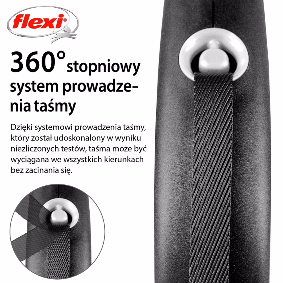 Rulljalutusrihm flexi Black Design M Tape, lint 5 m, kuni 25 kg, must - 5