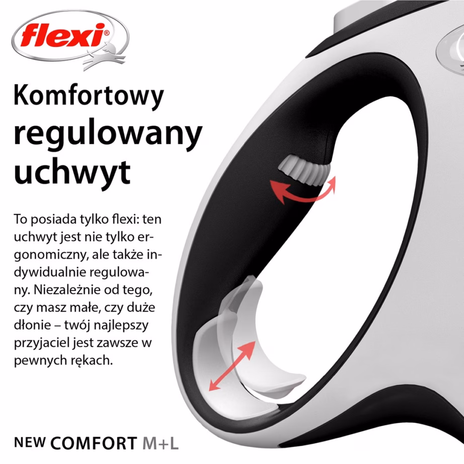 Rulljalutusrihm flexi New Comfort L Tape, lint 8 m, kuni 50 kg, must/hall - 4