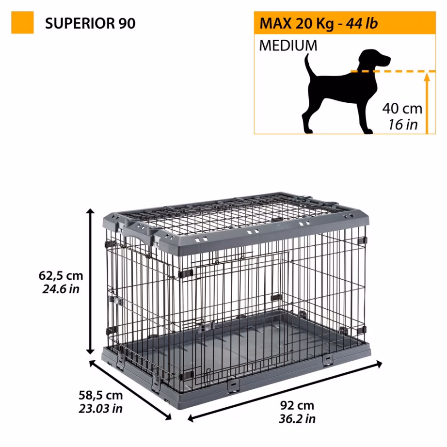 Koerapuur FERPLAST Superior 90, 92 × 58,5 × 62,5 cm, must - 3