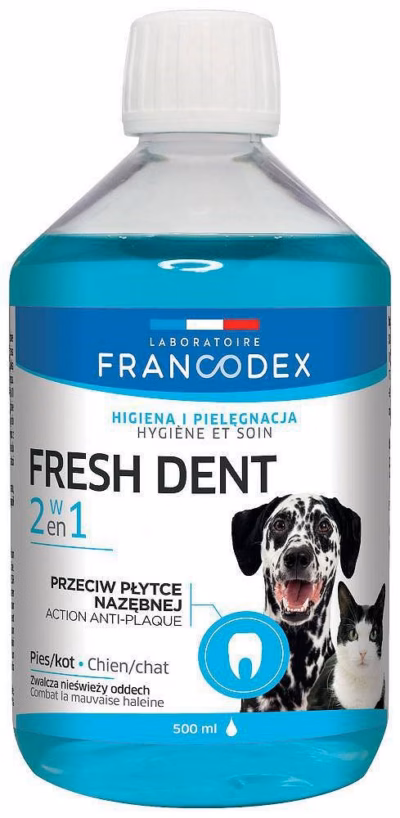 Suuhügieeni vedelik koerale ja kassile FRANCODEX Fresh Dent, 500 ml