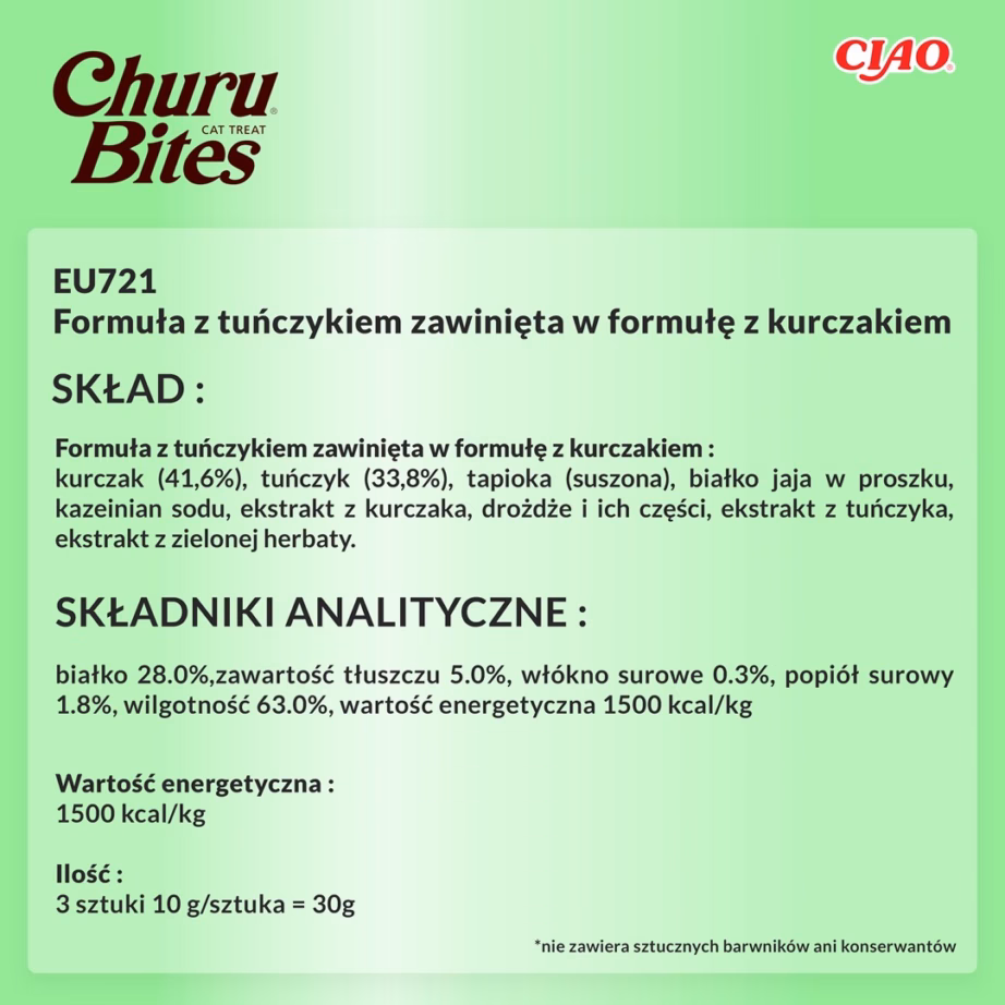 Kassimaius INABA Churu Bites tuunikala ja kanaga, 30 g (3 × 10 g) - 7