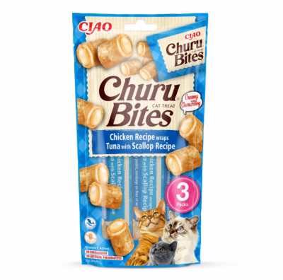 Kassimaius INABA Churu Bites kana tuunikala ja kammkarbiga, 3 × 10 g