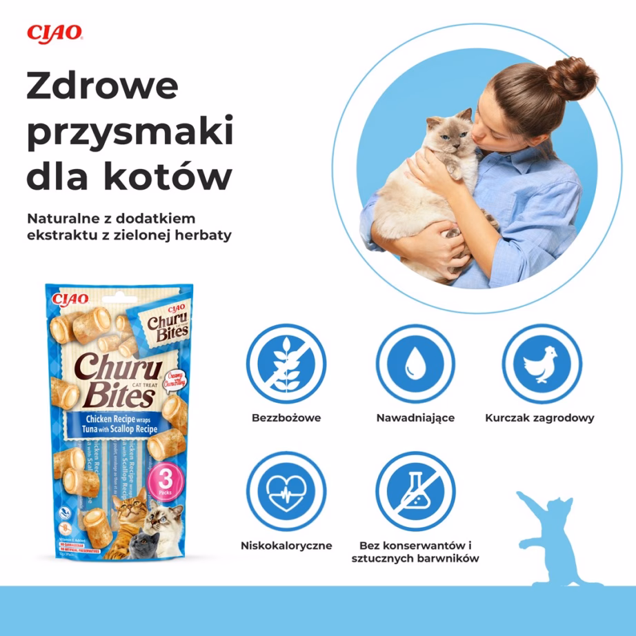 Kassimaius INABA Churu Bites kana tuunikala ja kammkarbiga, 3 × 10 g - 2