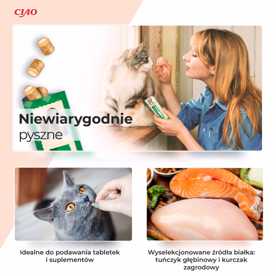 Kassimaius INABA Churu Bites kana tuunikala ja kammkarbiga, 3 × 10 g - 3