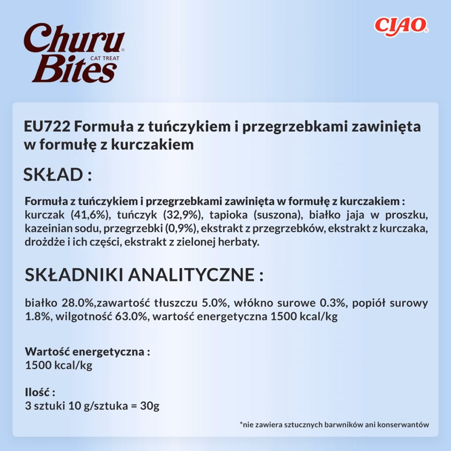 Kassimaius INABA Churu Bites kana tuunikala ja kammkarbiga, 3 × 10 g - 7