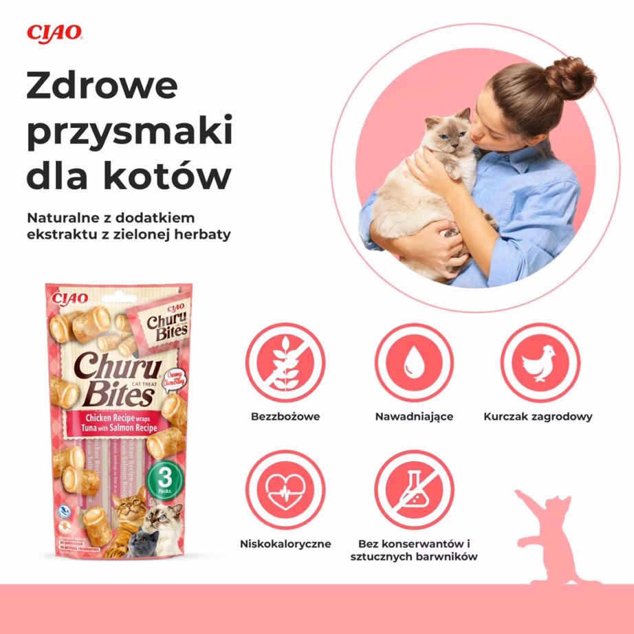 Kassimaius INABA Churu Bites, kana tuuni ja lõhega, 3 × 10 g - 4