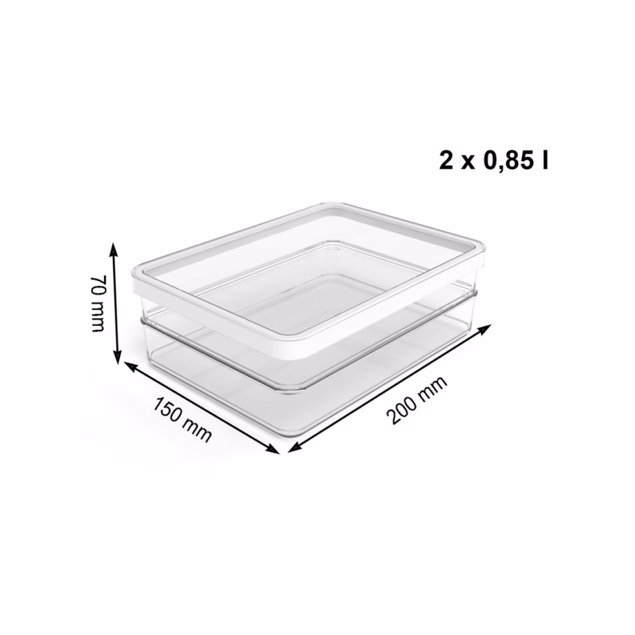 Toidusäilituskarpide komplekt Rotho Rondo Loft, 2 × 0,85 l, valge/läbipaistev - 4