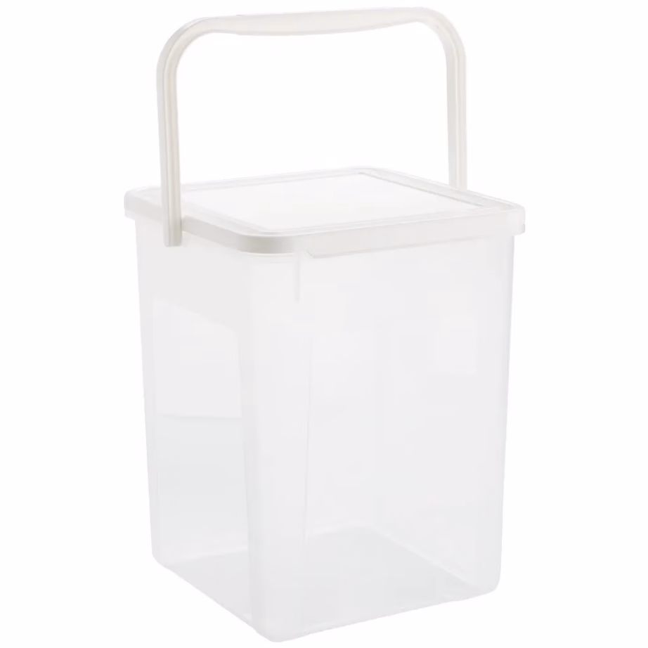 Pesuvahendi hoiukonteiner Rotho Basic, 9 l, kaanega, valge/läbipaistev - 4