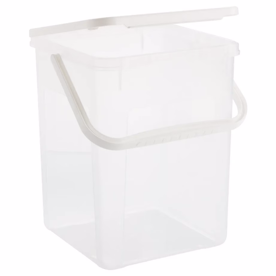 Pesuvahendi hoiukonteiner Rotho Basic, 9 l, kaanega, valge/läbipaistev - 5