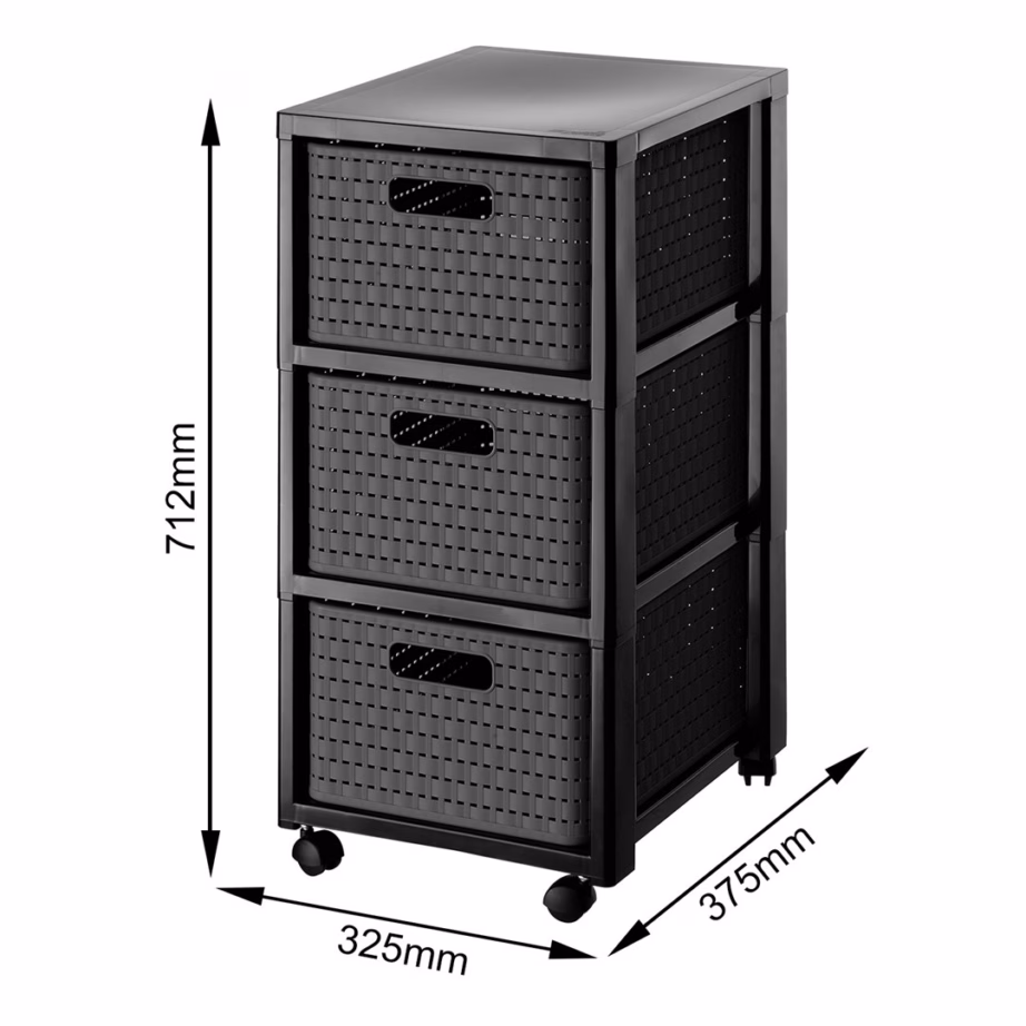Sahtliboks ratastel Rotho Country, 3 sahtlit, antratsiithall, 71,2 × 32,5 × 37,5 cm - 3